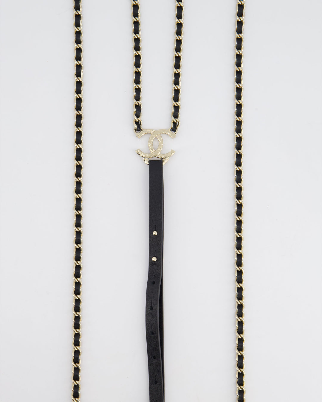 Top Quality Chanel Leather and Silver Chain Suspenders With CC Logo Detail