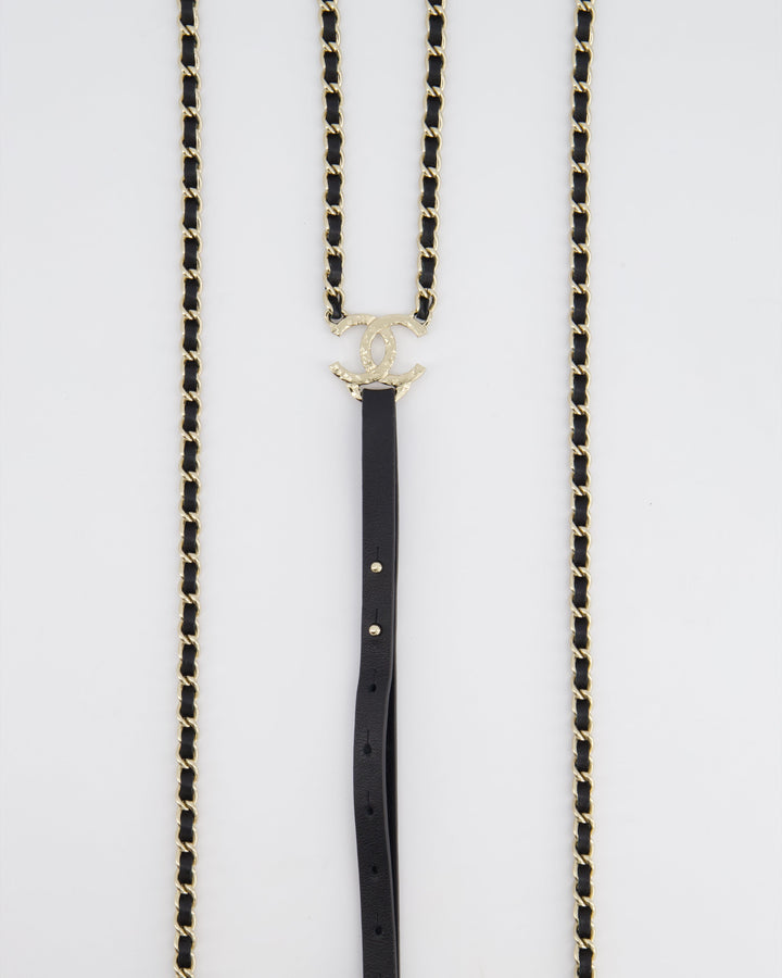 Top Quality Chanel Leather and Silver Chain Suspenders With CC Logo Detail
