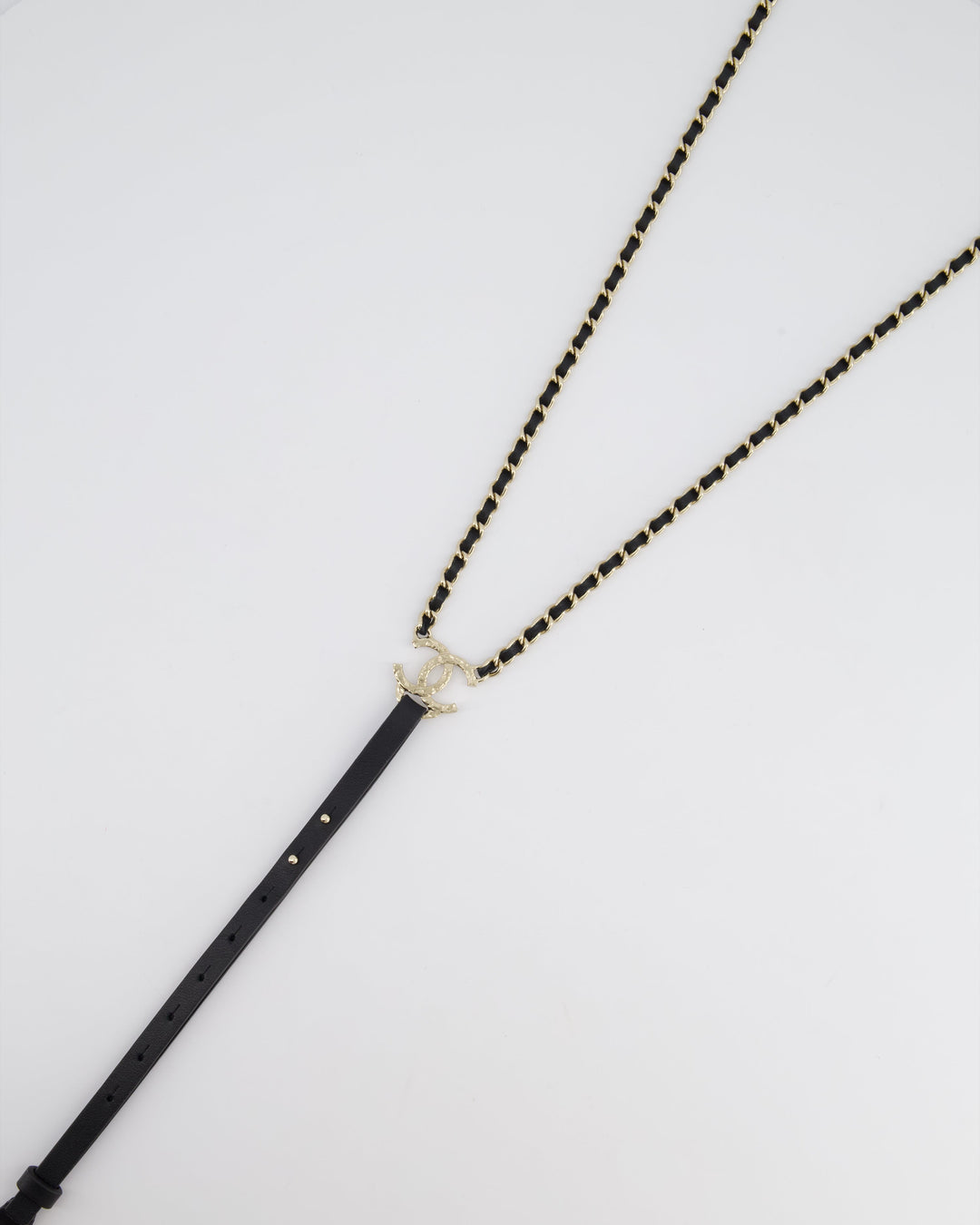 Top Quality Chanel Leather and Silver Chain Suspenders With CC Logo Detail