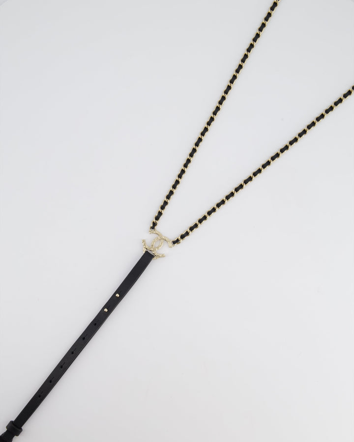 Top Quality Chanel Leather and Silver Chain Suspenders With CC Logo Detail