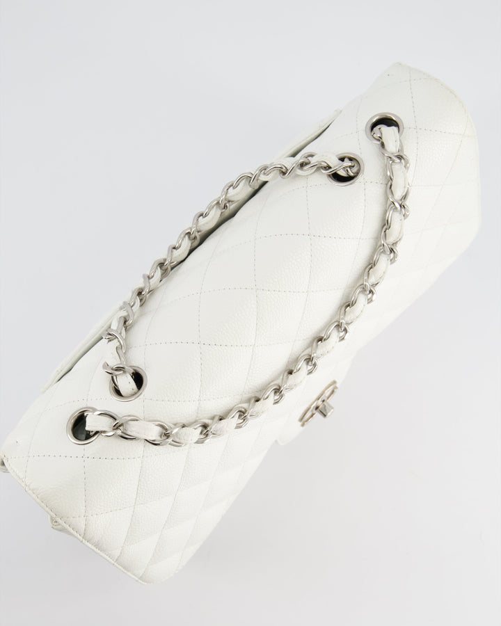 *SUPER FIRE PRICE* Top Quality Chanel White Jumbo Classic Single Flap Bag in Caviar Leather with Silver Hardware