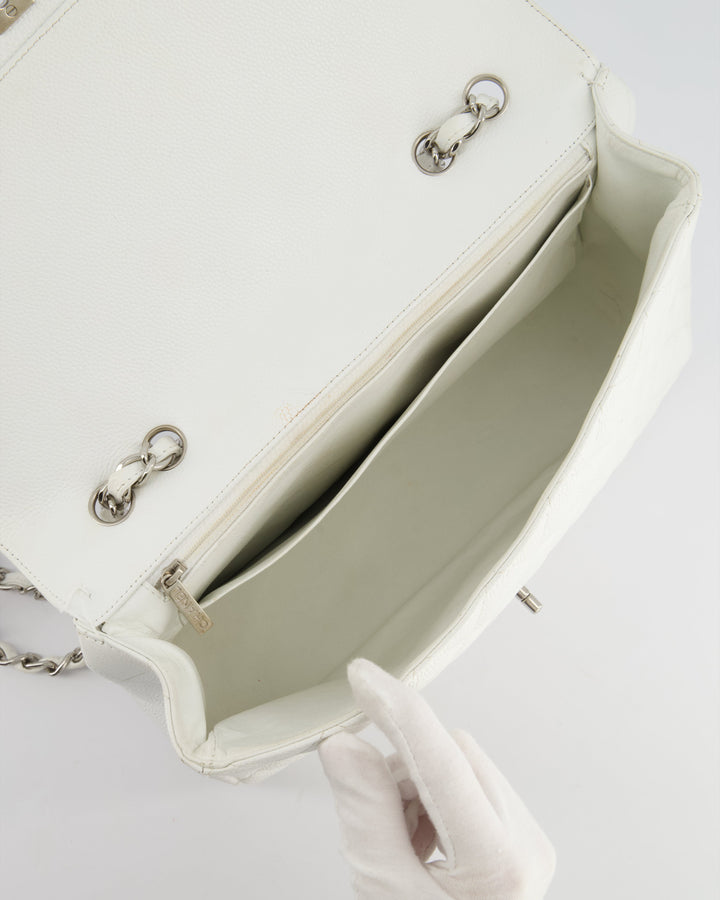 *SUPER FIRE PRICE* Top Quality Chanel White Jumbo Classic Single Flap Bag in Caviar Leather with Silver Hardware