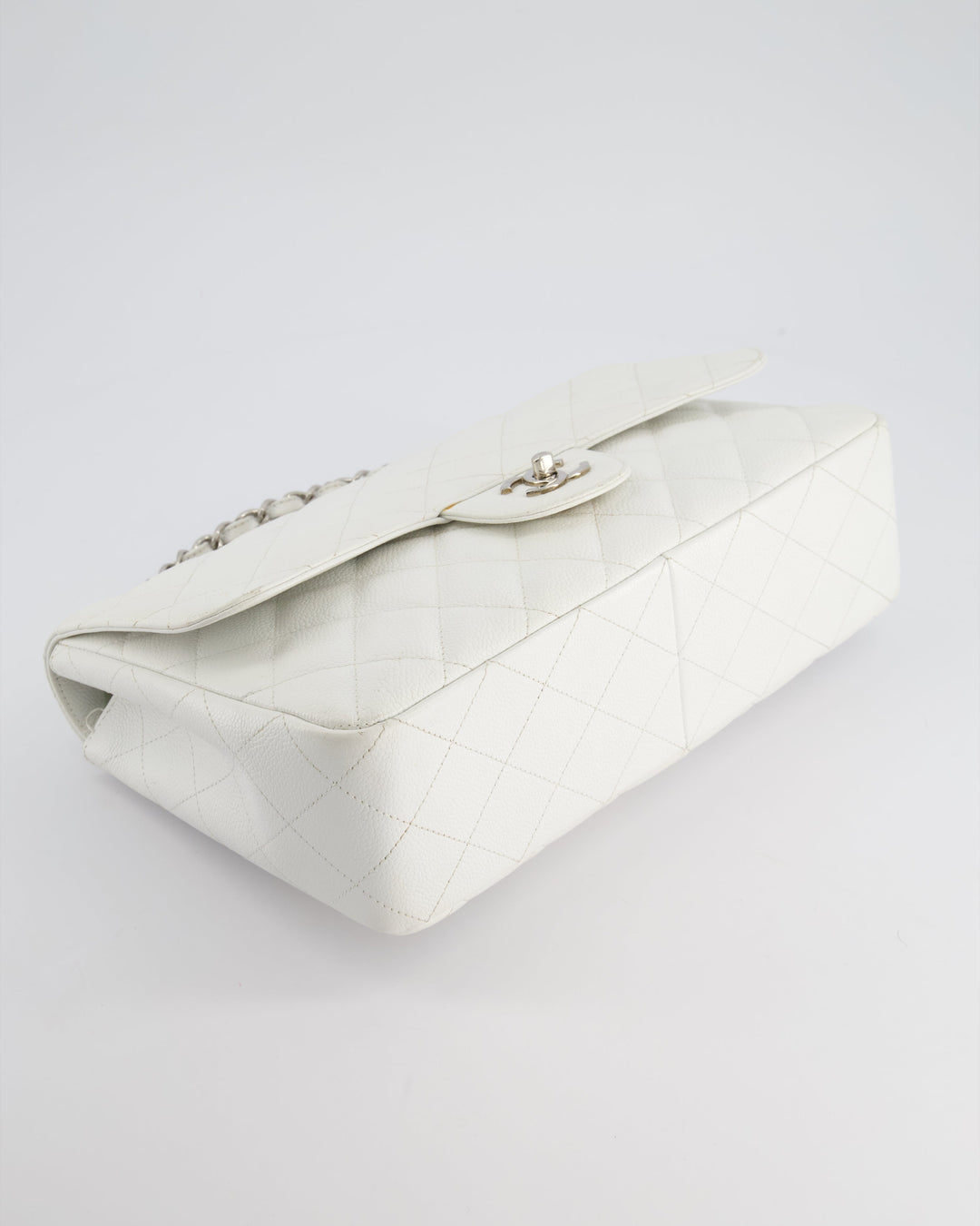 *SUPER FIRE PRICE* Top Quality Chanel White Jumbo Classic Single Flap Bag in Caviar Leather with Silver Hardware