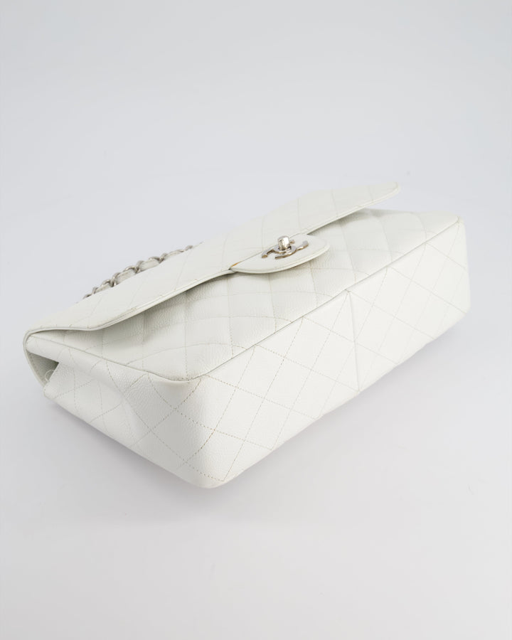 *SUPER FIRE PRICE* Top Quality Chanel White Jumbo Classic Single Flap Bag in Caviar Leather with Silver Hardware