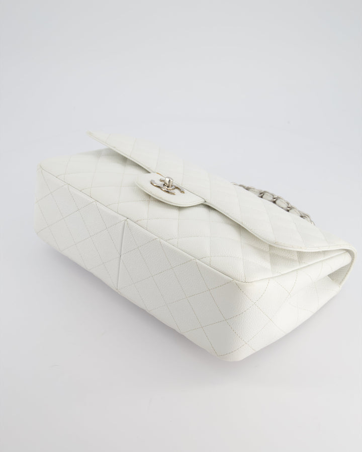 *SUPER FIRE PRICE* Top Quality Chanel White Jumbo Classic Single Flap Bag in Caviar Leather with Silver Hardware