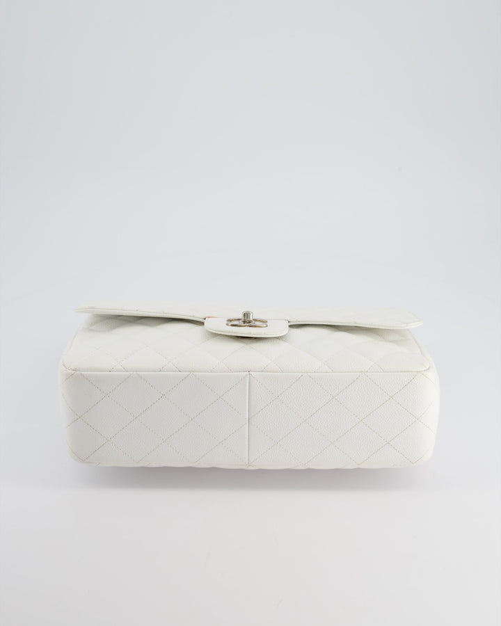 *SUPER FIRE PRICE* Top Quality Chanel White Jumbo Classic Single Flap Bag in Caviar Leather with Silver Hardware