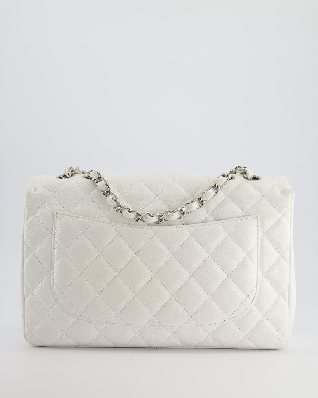*SUPER FIRE PRICE* Top Quality Chanel White Jumbo Classic Single Flap Bag in Caviar Leather with Silver Hardware