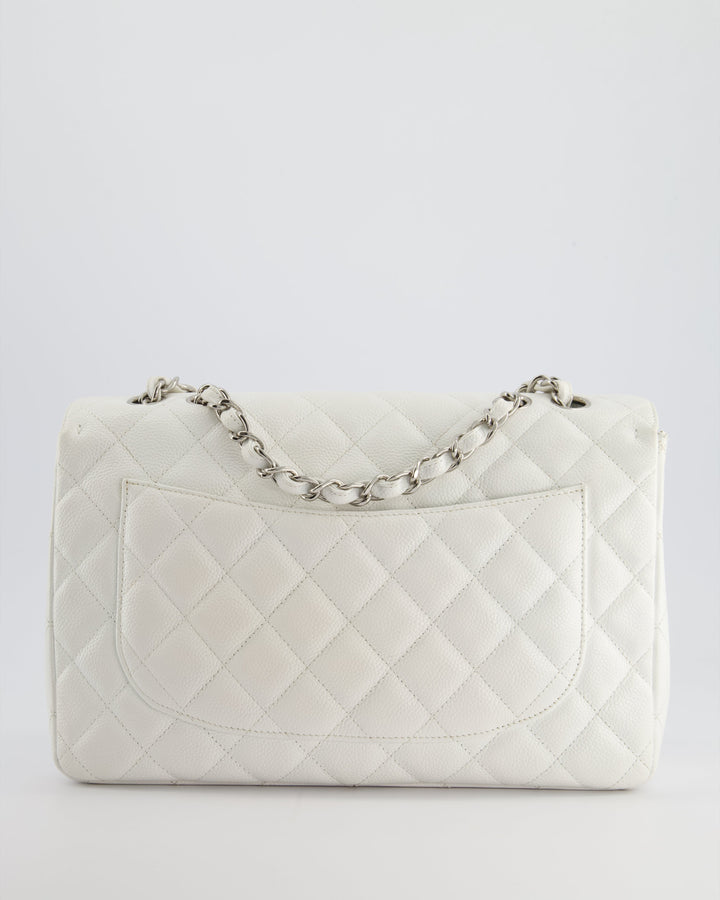 *SUPER FIRE PRICE* Top Quality Chanel White Jumbo Classic Single Flap Bag in Caviar Leather with Silver Hardware