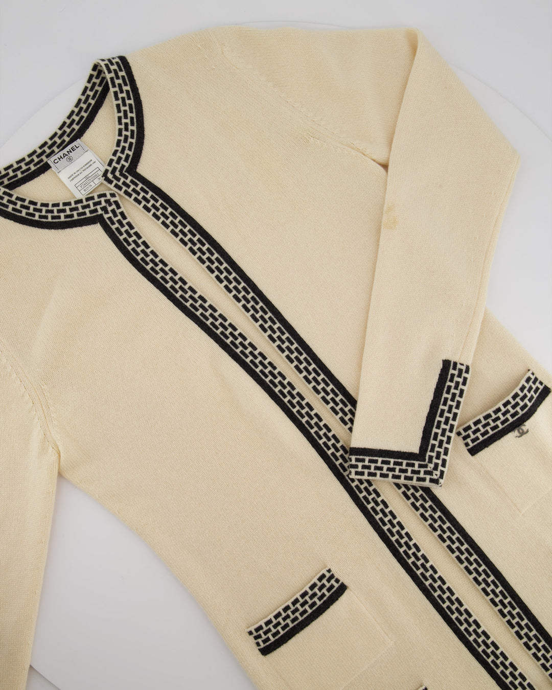 Top Quality Chanel 04A Cashmere Midi Dress and Longline igan Set With Grey Trim Detail FR 36 (UK 8)