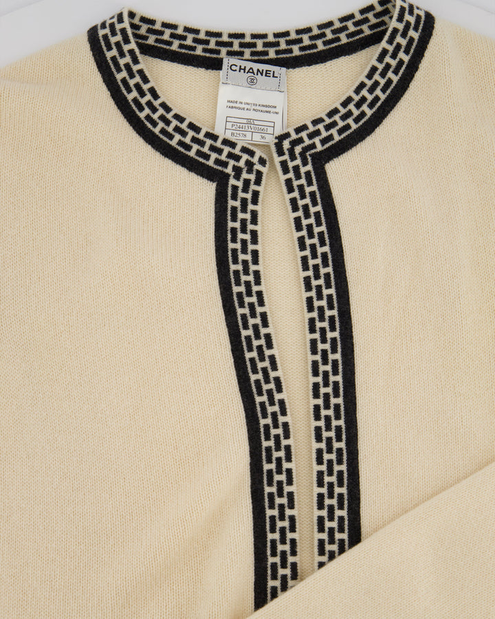 Top Quality Chanel 04A Cashmere Midi Dress and Longline igan Set With Grey Trim Detail FR 36 (UK 8)