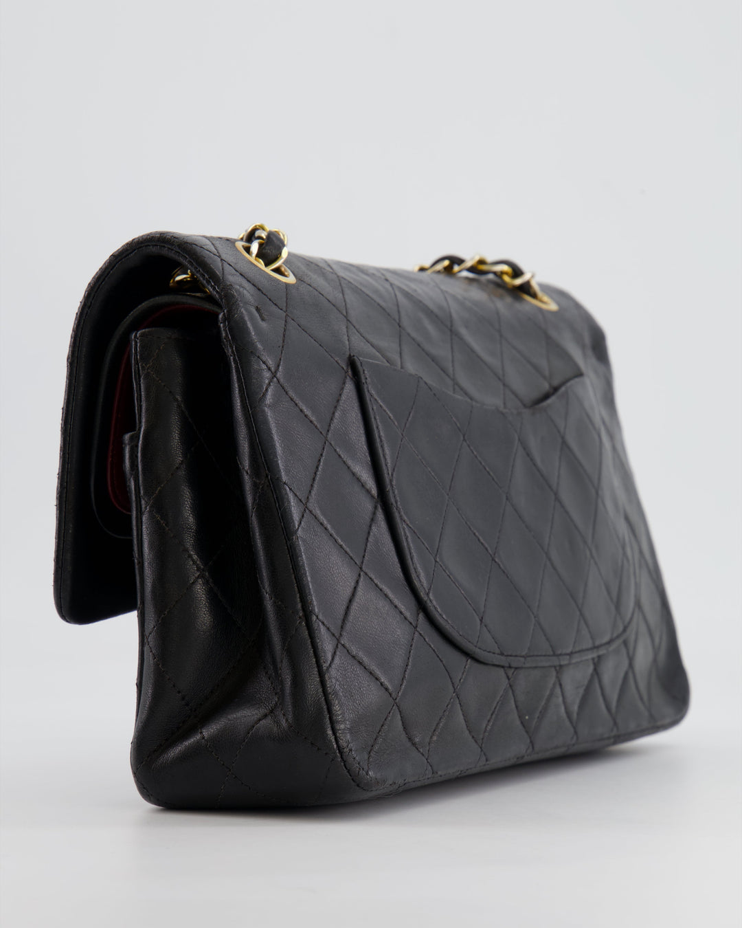 Top Quality Chanel Vintage Black Medium Classic Double Flap Bag in Lambskin Leather with 24K Gold Hardware