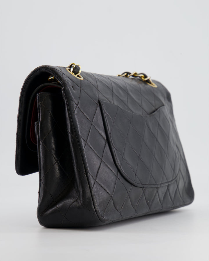 Top Quality Chanel Vintage Black Medium Classic Double Flap Bag in Lambskin Leather with 24K Gold Hardware