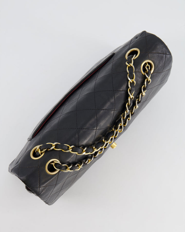 Top Quality Chanel Vintage Black Medium Classic Double Flap Bag in Lambskin Leather with 24K Gold Hardware