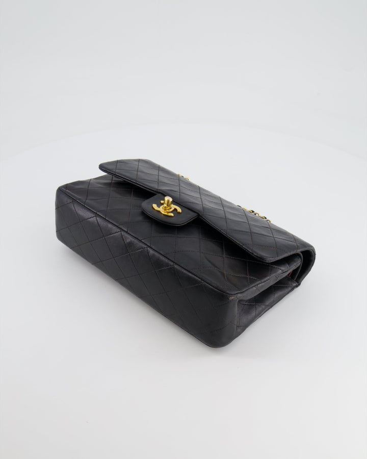 Top Quality Chanel Vintage Black Medium Classic Double Flap Bag in Lambskin Leather with 24K Gold Hardware