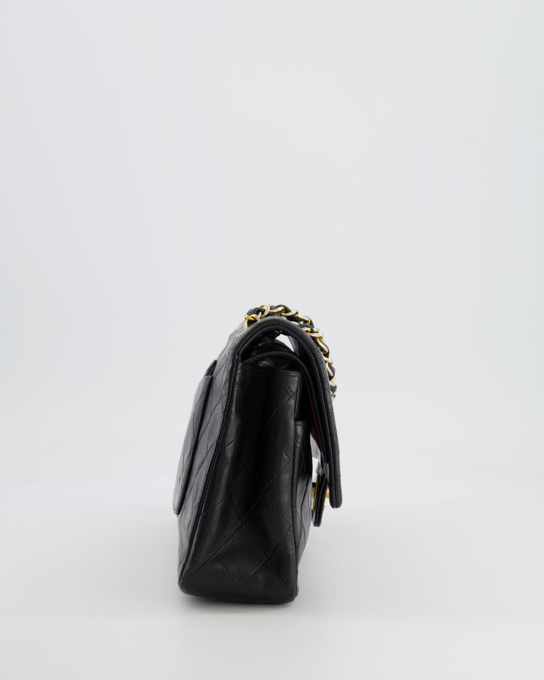 Top Quality Chanel Vintage Black Medium Classic Double Flap Bag in Lambskin Leather with 24K Gold Hardware
