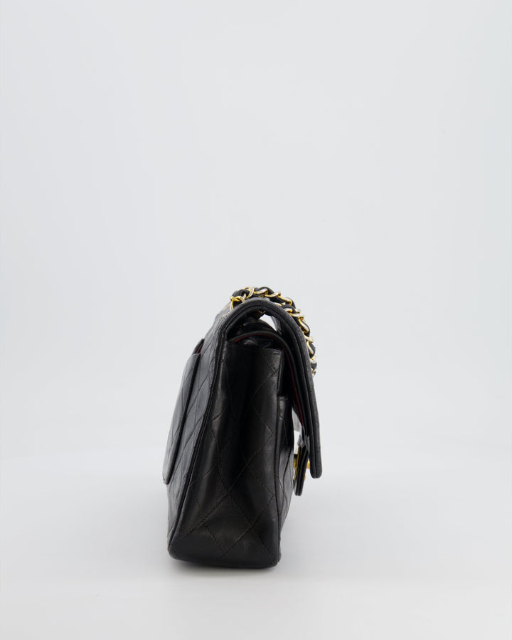 Top Quality Chanel Vintage Black Medium Classic Double Flap Bag in Lambskin Leather with 24K Gold Hardware