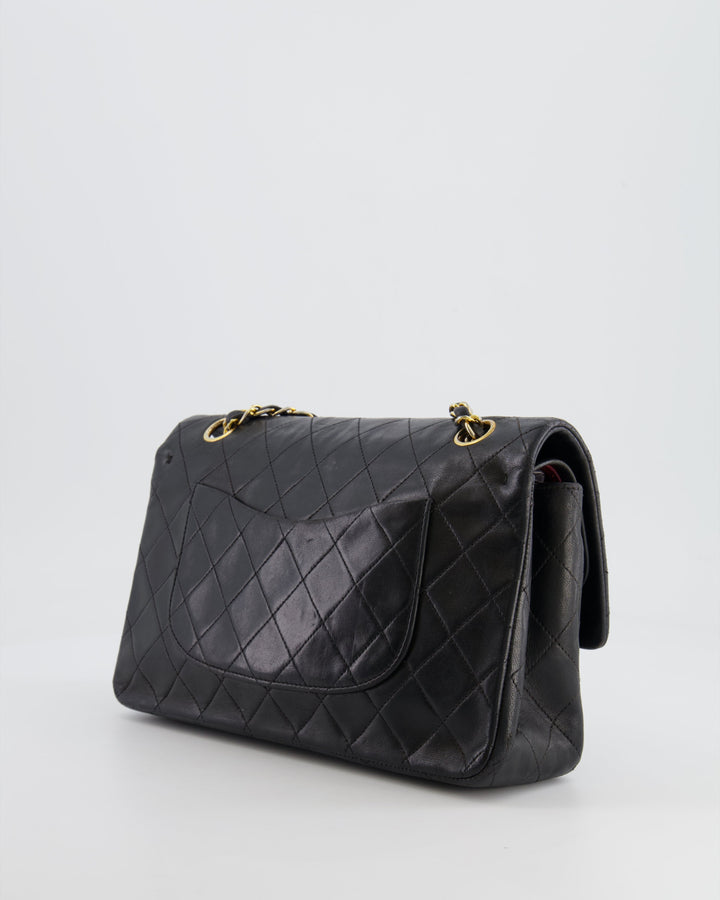 Top Quality Chanel Vintage Black Medium Classic Double Flap Bag in Lambskin Leather with 24K Gold Hardware