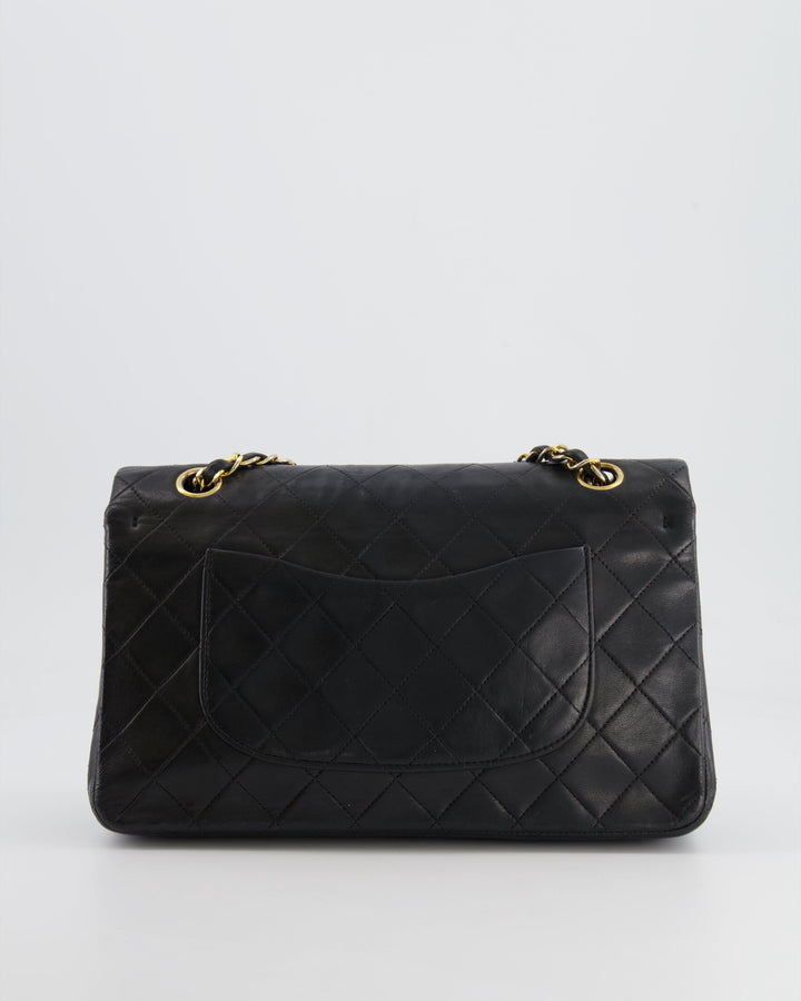 Top Quality Chanel Vintage Black Medium Classic Double Flap Bag in Lambskin Leather with 24K Gold Hardware