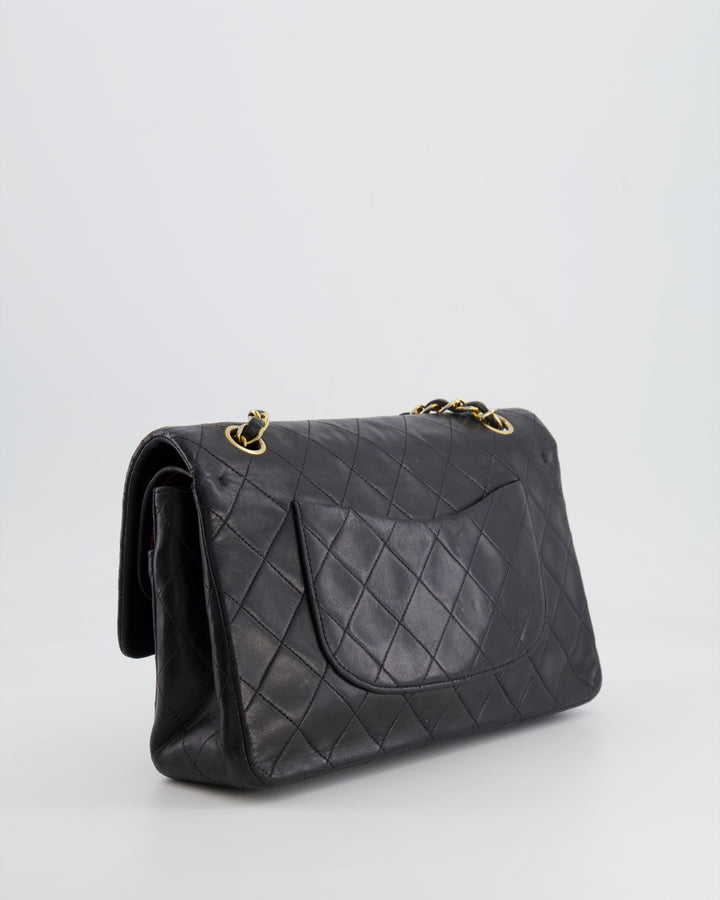 Top Quality Chanel Vintage Black Medium Classic Double Flap Bag in Lambskin Leather with 24K Gold Hardware