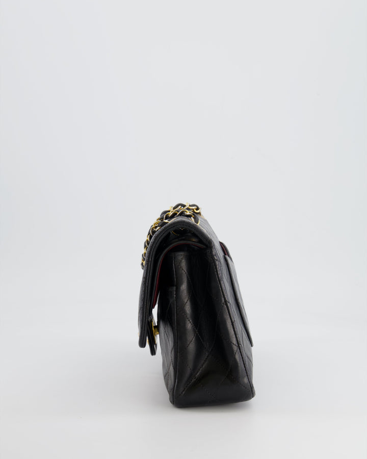 Top Quality Chanel Vintage Black Medium Classic Double Flap Bag in Lambskin Leather with 24K Gold Hardware