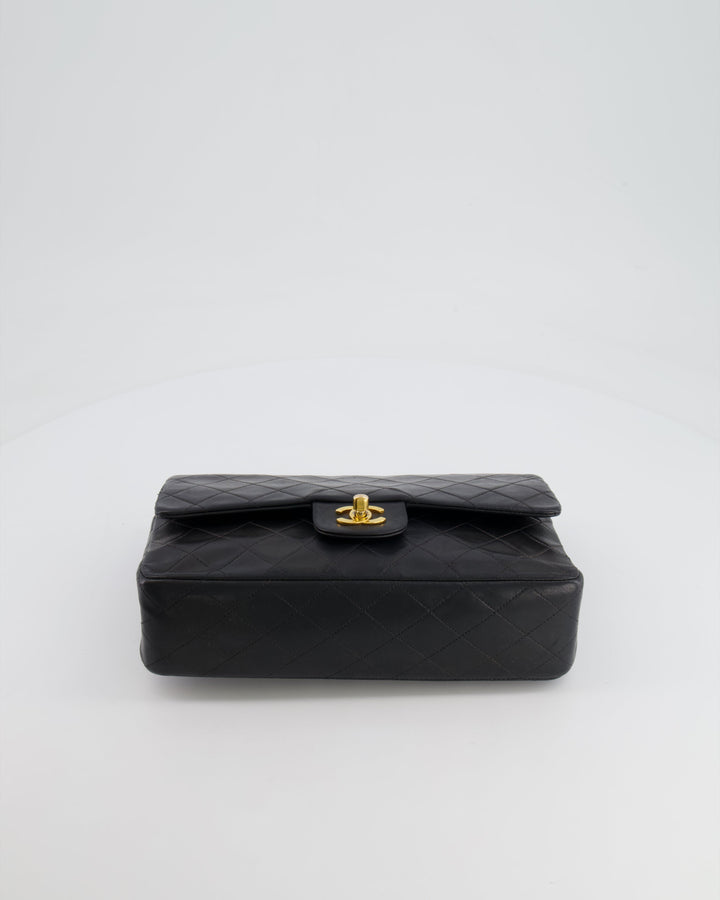 Top Quality Chanel Vintage Black Medium Classic Double Flap Bag in Lambskin Leather with 24K Gold Hardware