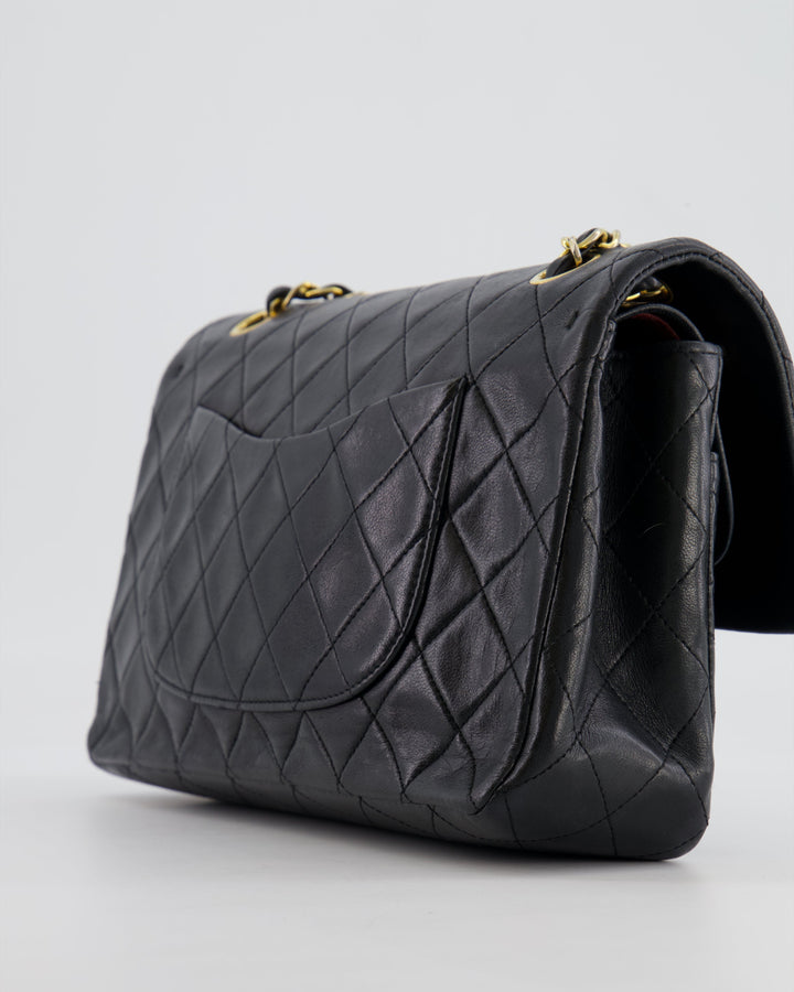 Top Quality Chanel Vintage Black Medium Classic Double Flap Bag in Lambskin Leather with 24K Gold Hardware
