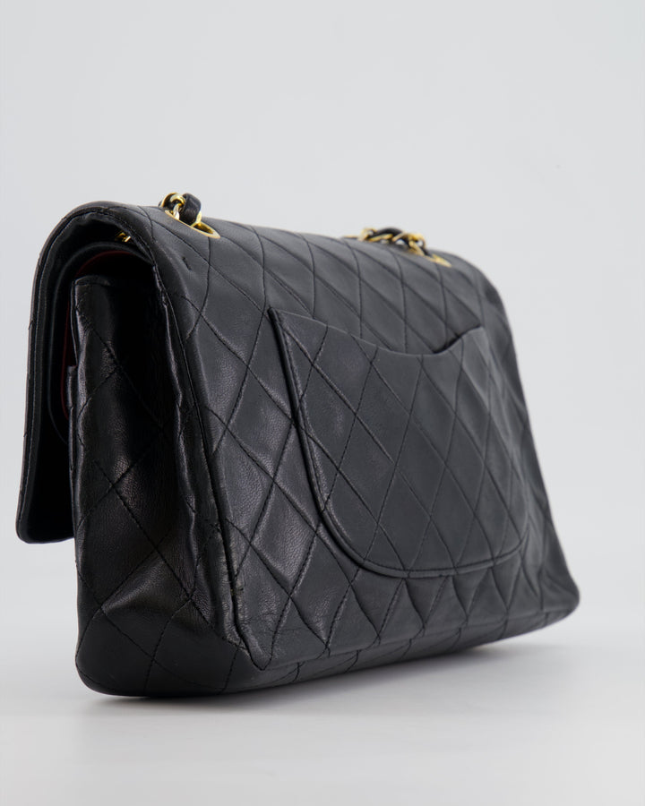 Top Quality Chanel Vintage Black Medium Classic Double Flap Bag in Lambskin Leather with 24K Gold Hardware