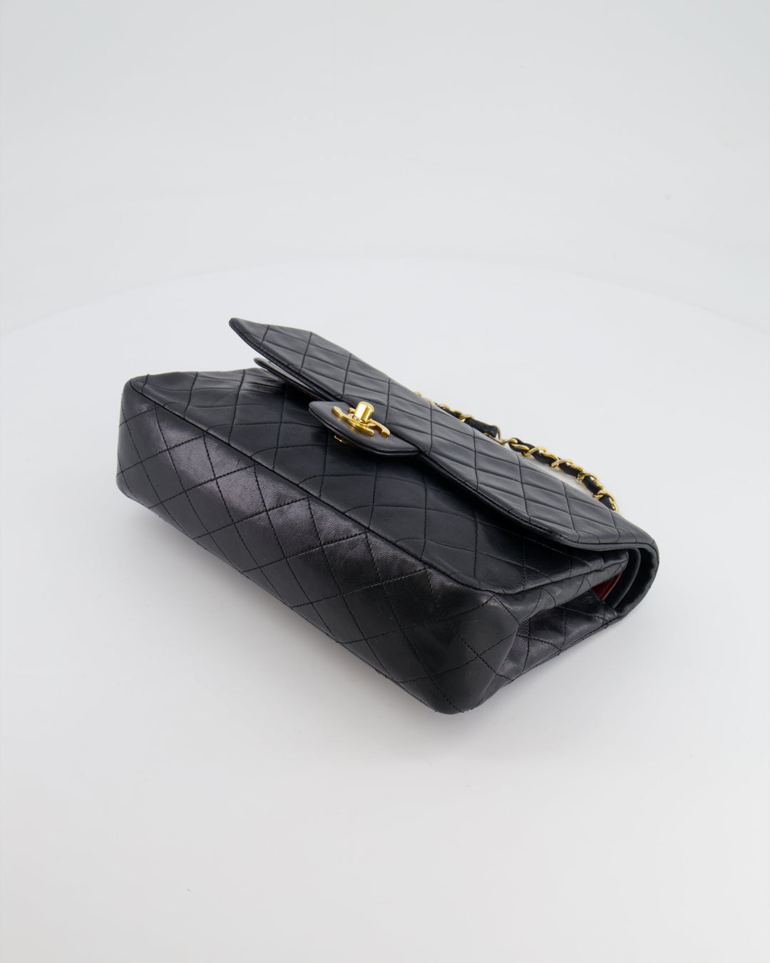 Top Quality Chanel Vintage Black Medium Classic Double Flap Bag in Lambskin Leather with 24K Gold Hardware