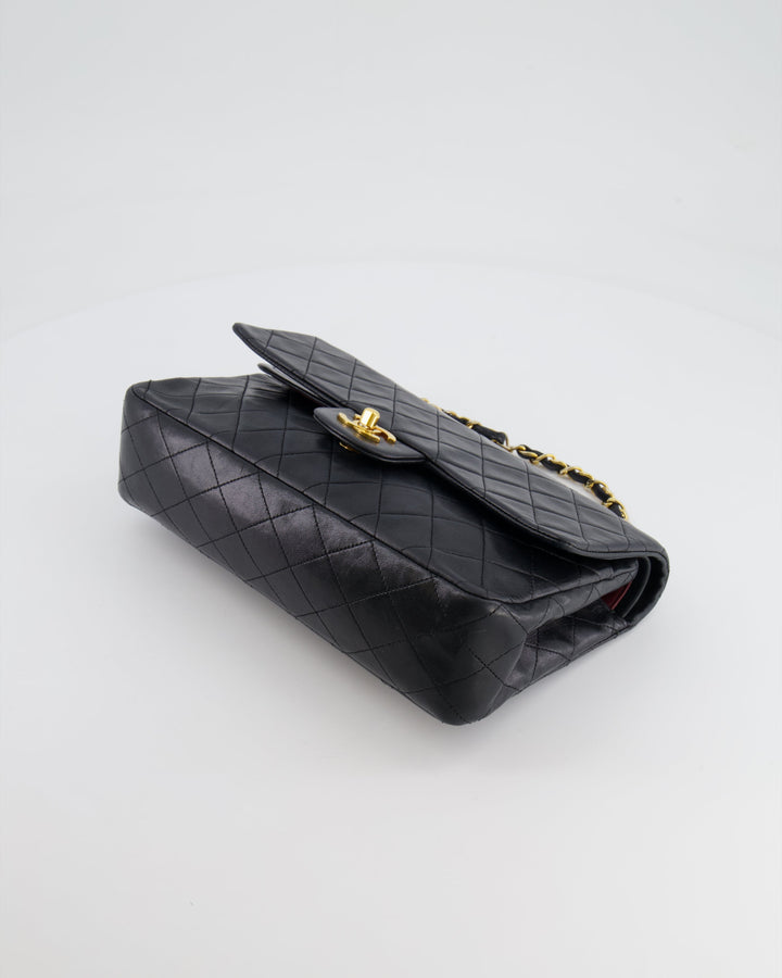 Top Quality Chanel Vintage Black Medium Classic Double Flap Bag in Lambskin Leather with 24K Gold Hardware