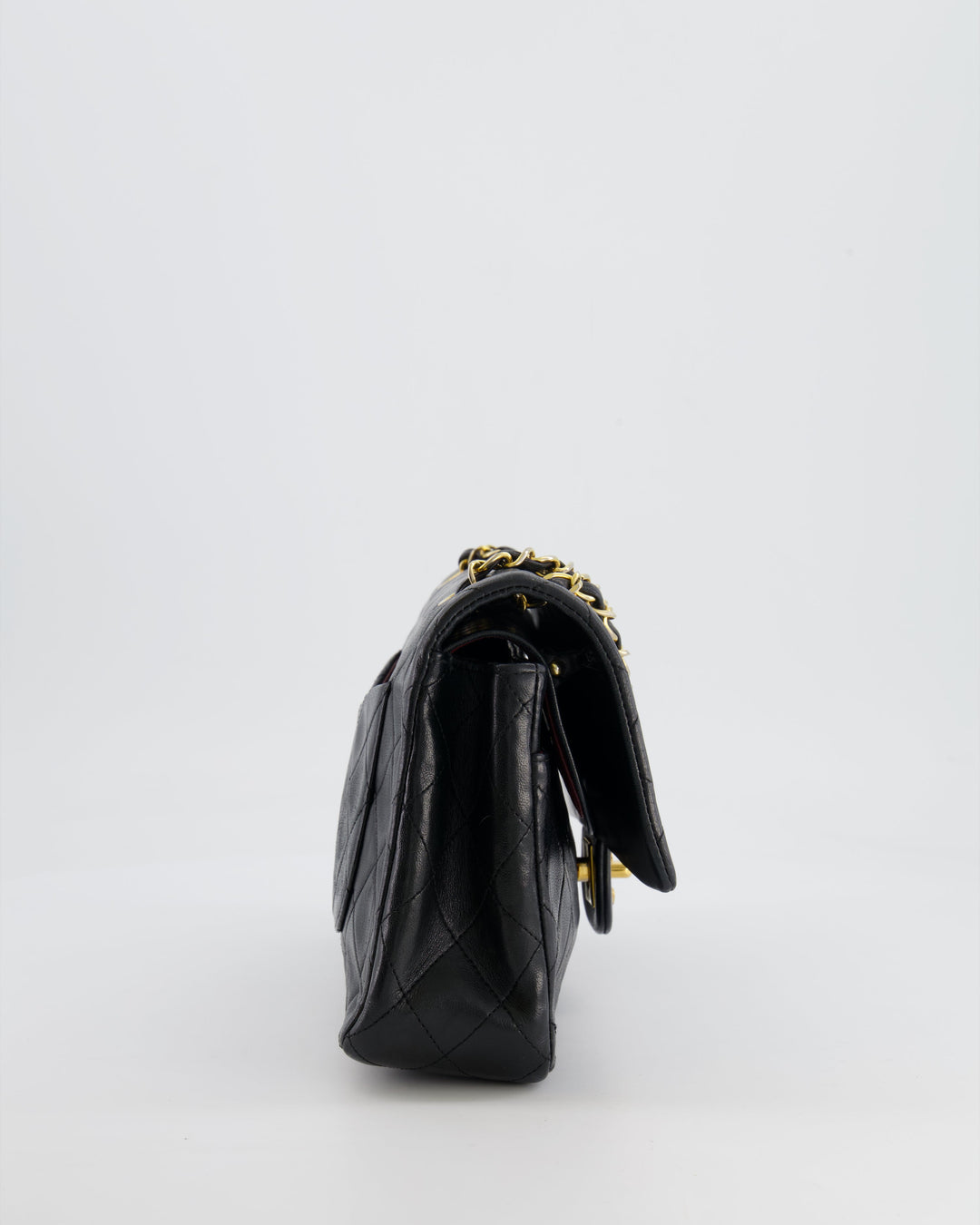 Top Quality Chanel Vintage Black Medium Classic Double Flap Bag in Lambskin Leather with 24K Gold Hardware