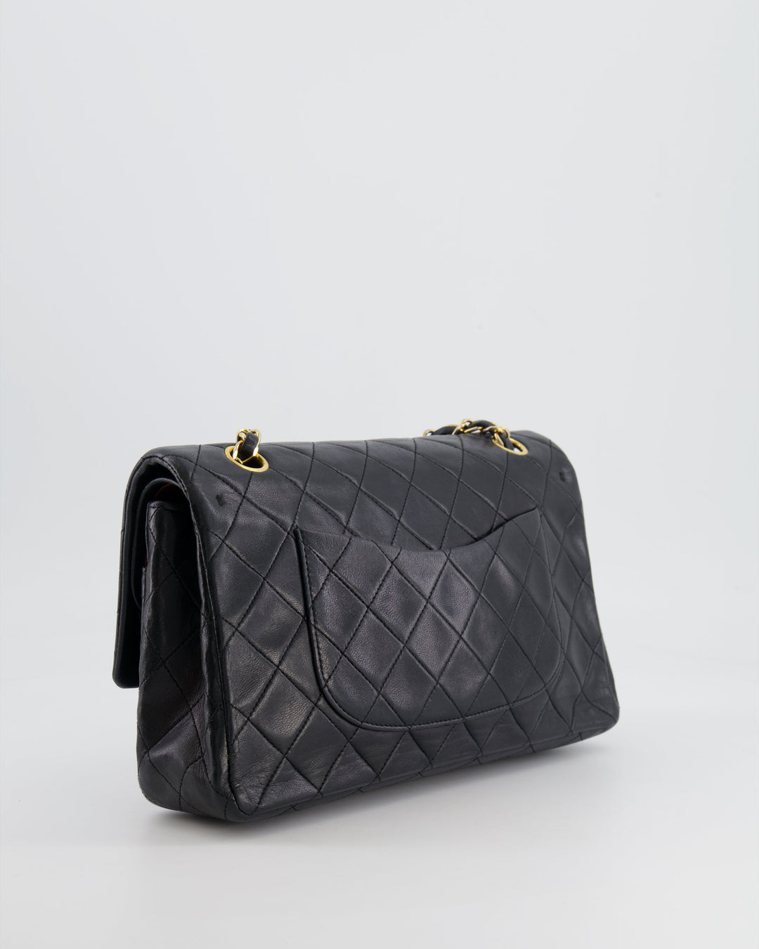 Top Quality Chanel Vintage Black Medium Classic Double Flap Bag in Lambskin Leather with 24K Gold Hardware