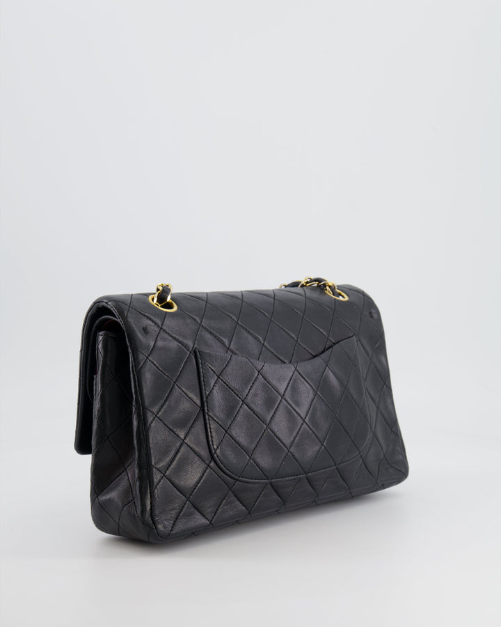 Top Quality Chanel Vintage Black Medium Classic Double Flap Bag in Lambskin Leather with 24K Gold Hardware