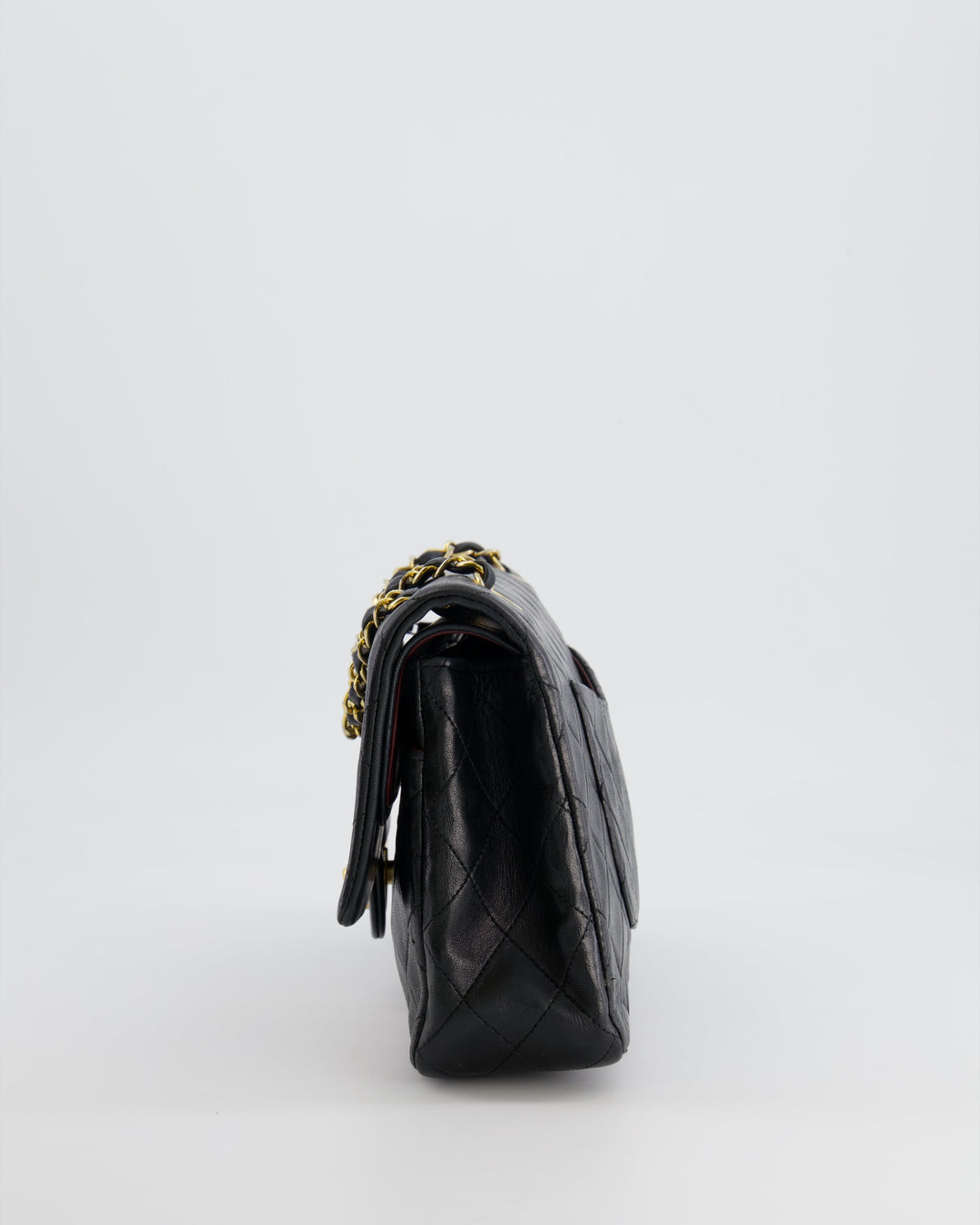 Top Quality Chanel Vintage Black Medium Classic Double Flap Bag in Lambskin Leather with 24K Gold Hardware