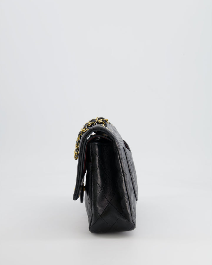 Top Quality Chanel Vintage Black Medium Classic Double Flap Bag in Lambskin Leather with 24K Gold Hardware
