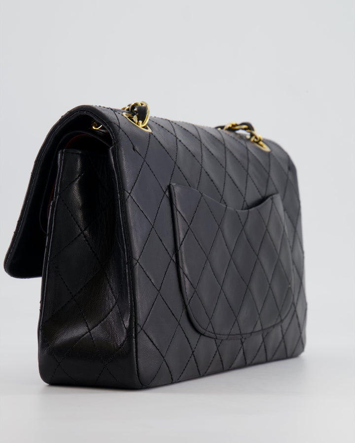Top Quality Chanel Vintage Black Medium Classic Double Flap Bag in Lambskin Leather with 24K Gold Hardware