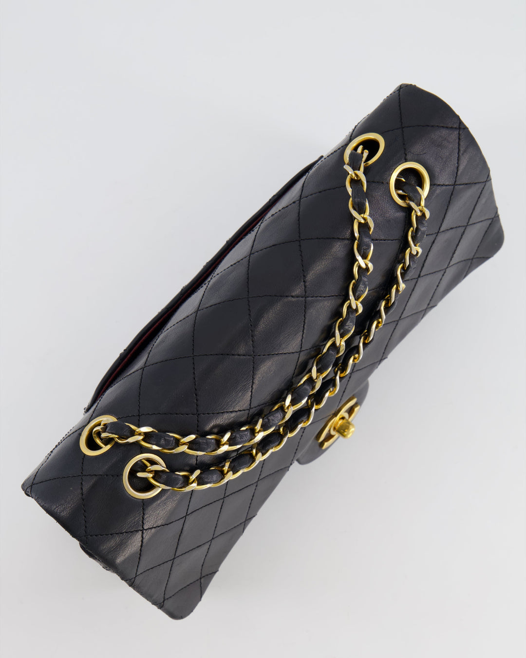 Top Quality Chanel Vintage Black Medium Classic Double Flap Bag in Lambskin Leather with 24K Gold Hardware