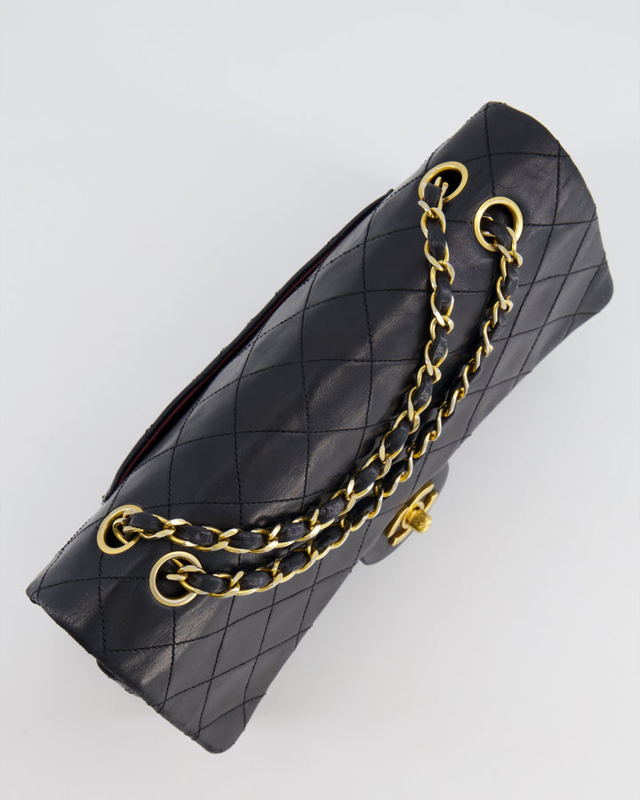 Top Quality Chanel Vintage Black Medium Classic Double Flap Bag in Lambskin Leather with 24K Gold Hardware