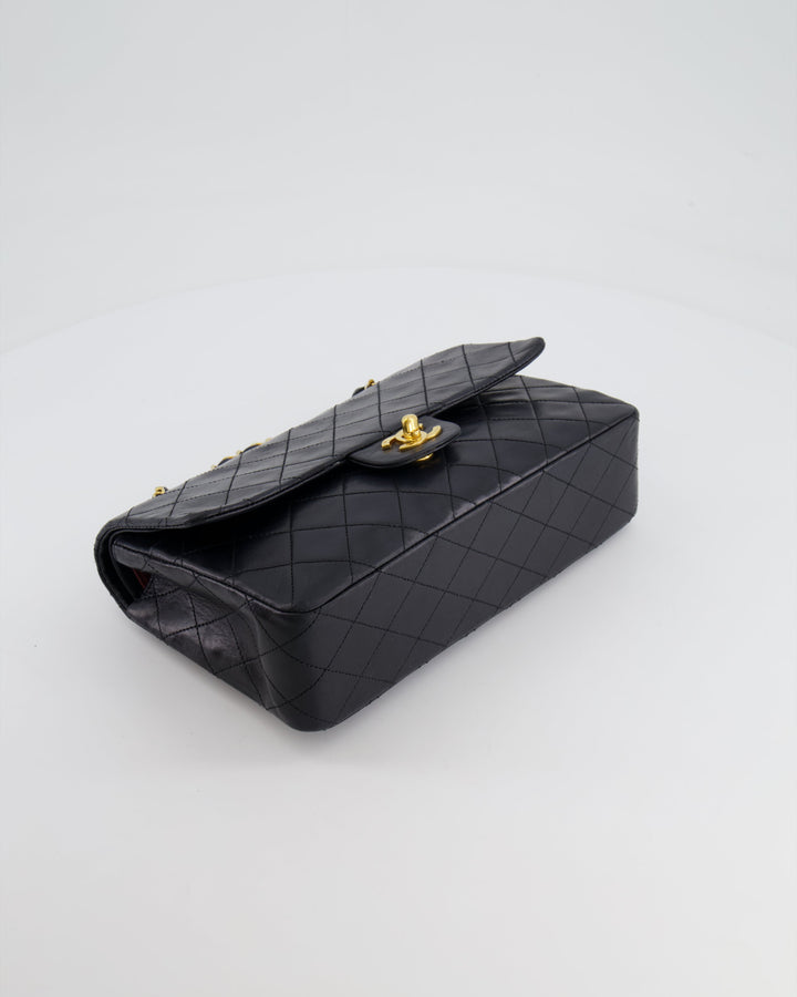 Top Quality Chanel Vintage Black Medium Classic Double Flap Bag in Lambskin Leather with 24K Gold Hardware