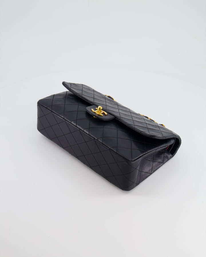 Top Quality Chanel Vintage Black Medium Classic Double Flap Bag in Lambskin Leather with 24K Gold Hardware