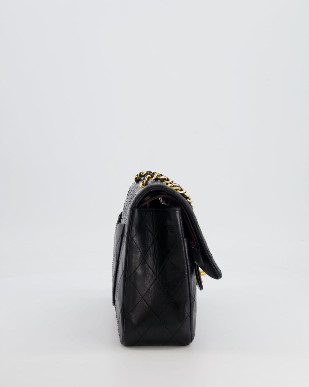 Top Quality Chanel Vintage Black Medium Classic Double Flap Bag in Lambskin Leather with 24K Gold Hardware