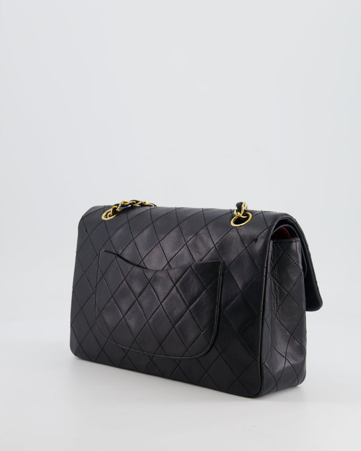 Top Quality Chanel Vintage Black Medium Classic Double Flap Bag in Lambskin Leather with 24K Gold Hardware