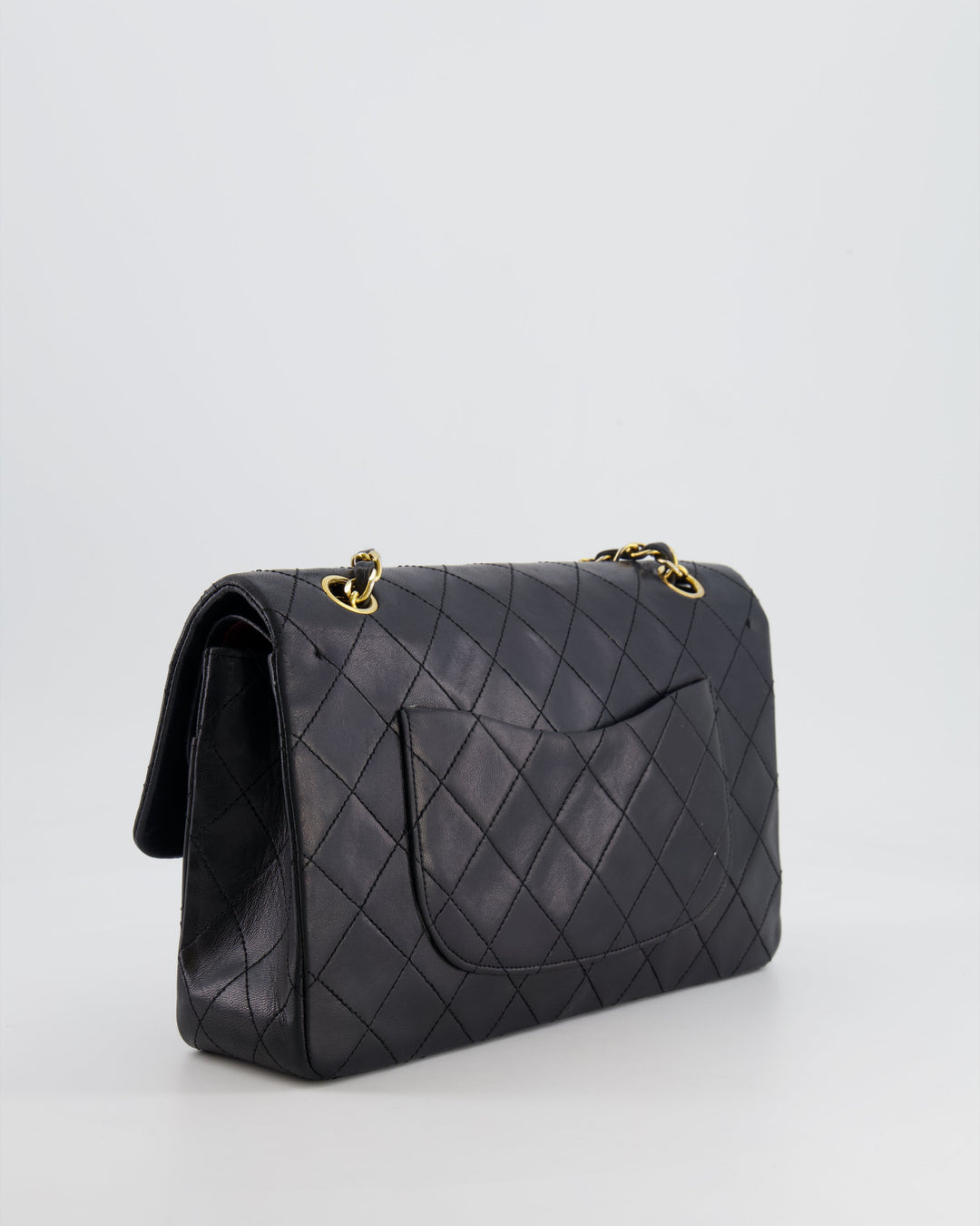 Top Quality Chanel Vintage Black Medium Classic Double Flap Bag in Lambskin Leather with 24K Gold Hardware