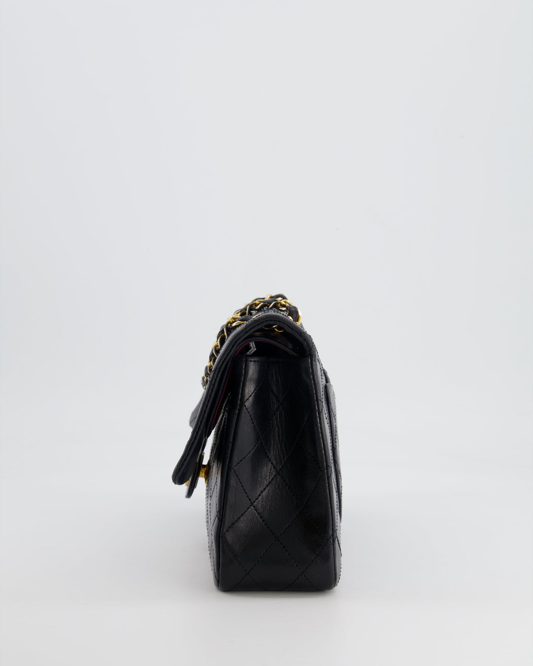 Top Quality Chanel Vintage Black Medium Classic Double Flap Bag in Lambskin Leather with 24K Gold Hardware