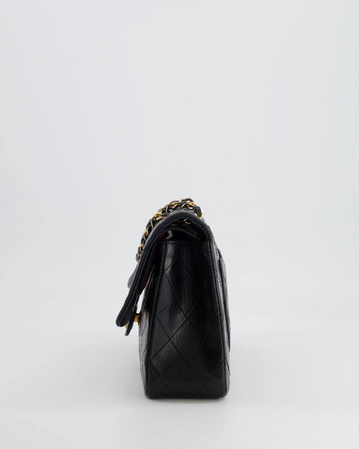 Top Quality Chanel Vintage Black Medium Classic Double Flap Bag in Lambskin Leather with 24K Gold Hardware