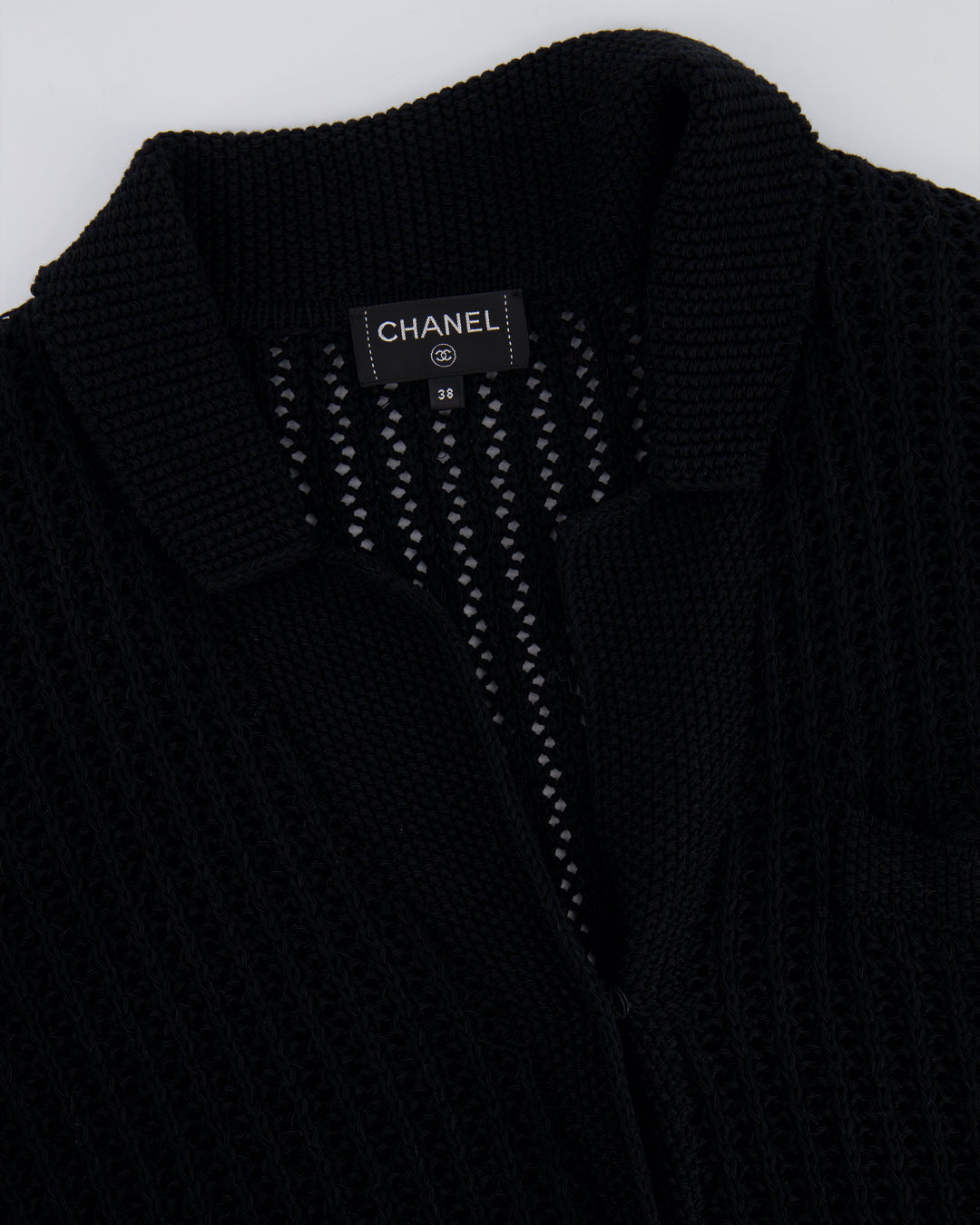 Top Quality Chanel Black La Pausa Knit igan with Logo Buttons Details Size FR 38 (UK 10)