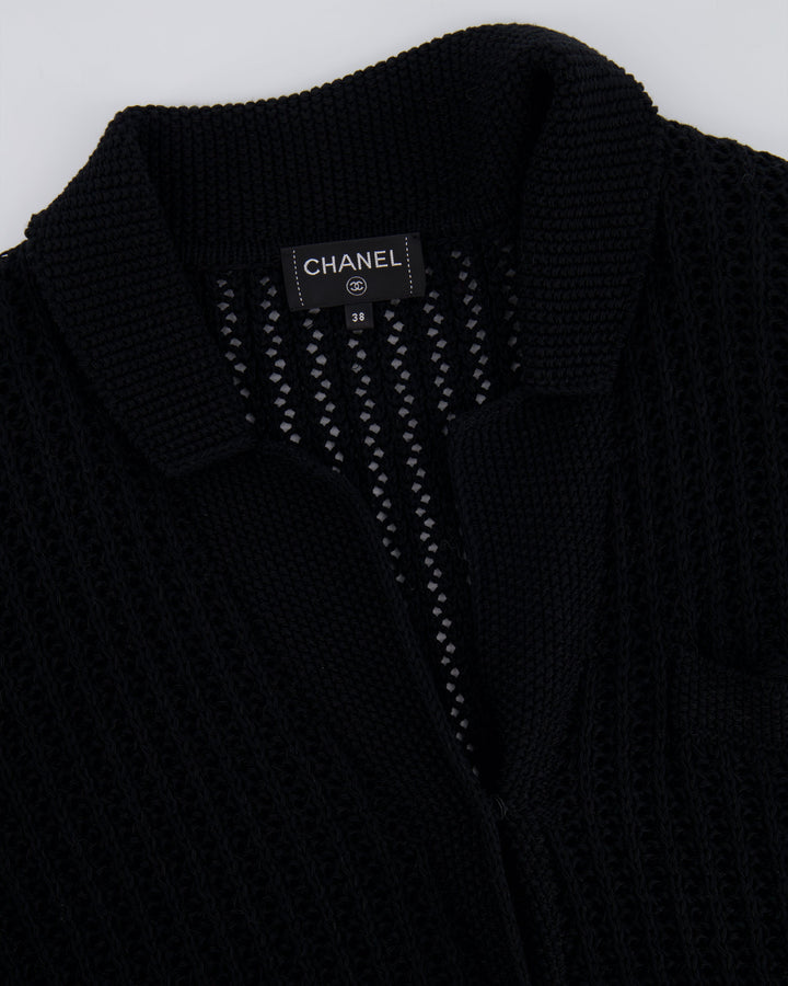 Top Quality Chanel Black La Pausa Knit igan with Logo Buttons Details Size FR 38 (UK 10)