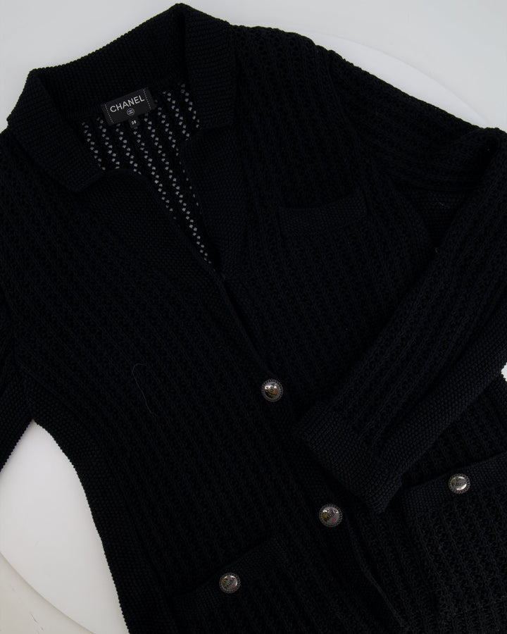 Top Quality Chanel Black La Pausa Knit igan with Logo Buttons Details Size FR 38 (UK 10)