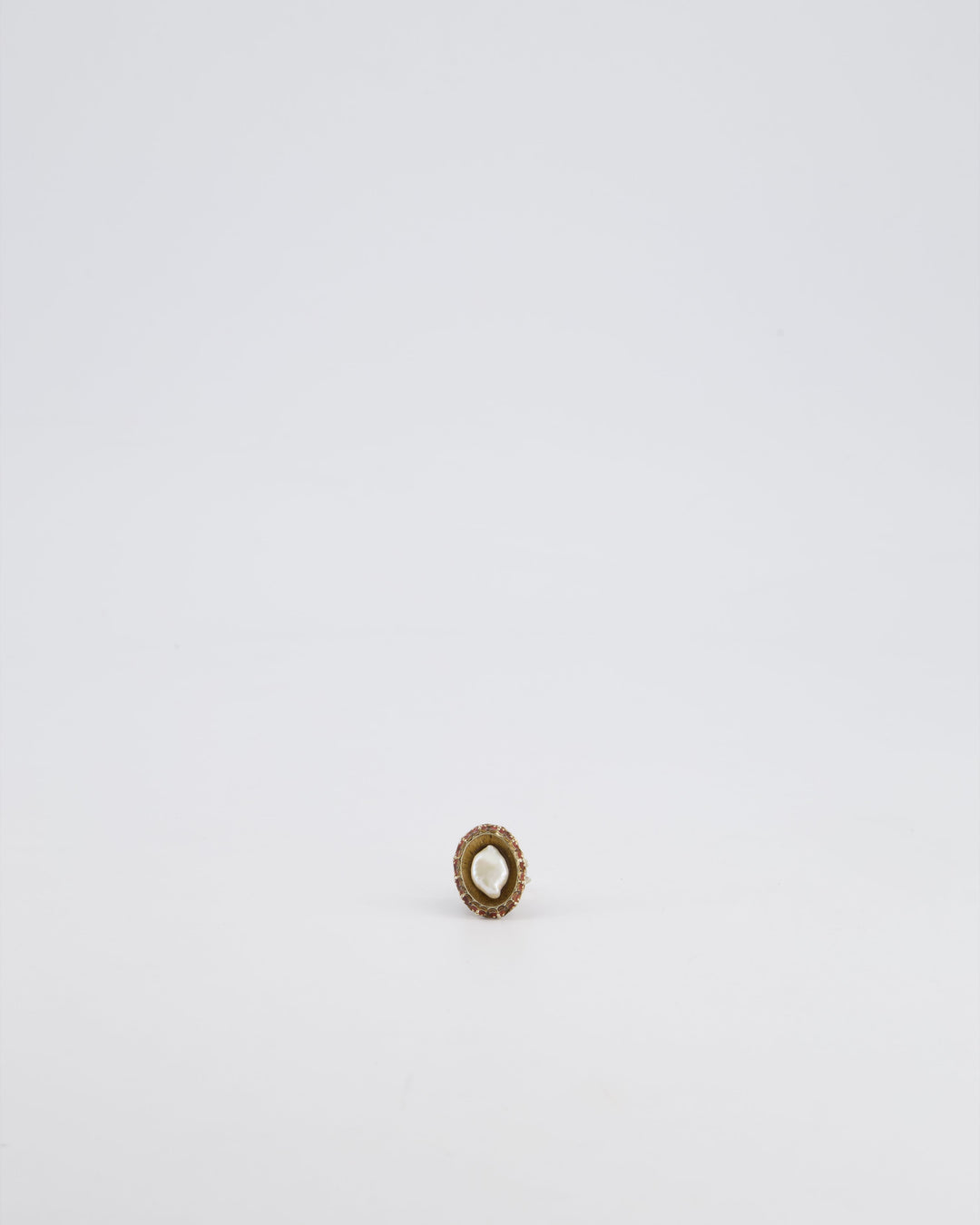 Top Quality Chanel 10/C Antique Gold and Pearl Ring with Enamel Detail