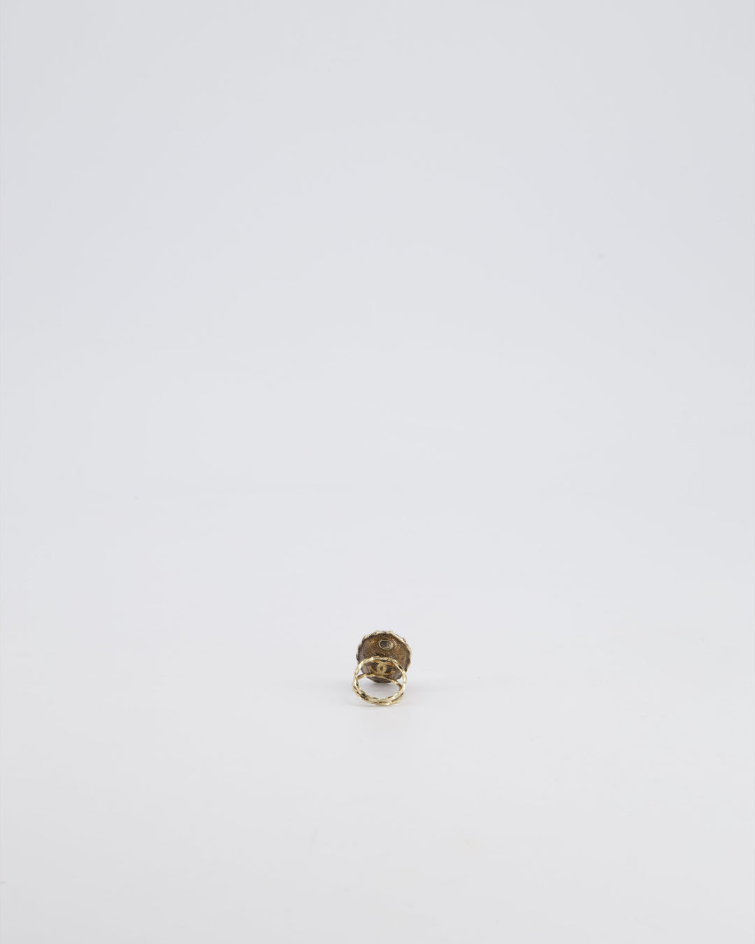 Top Quality Chanel 10/C Antique Gold and Pearl Ring with Enamel Detail