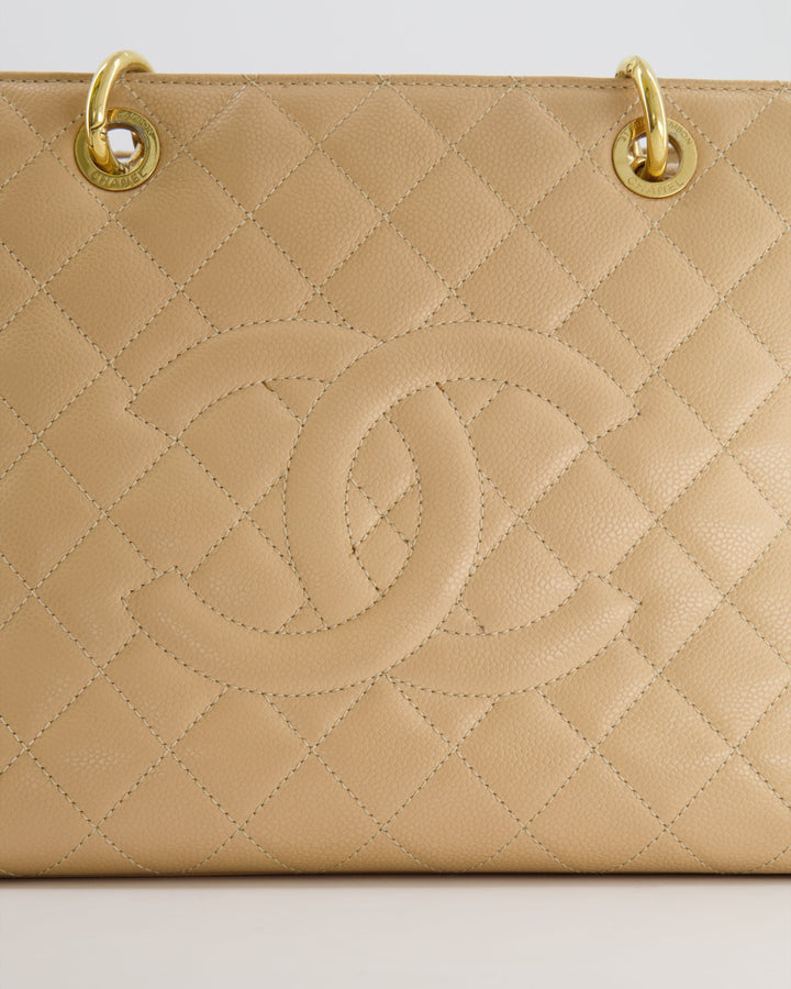 Top Quality Chanel Beige Grand Shopper Tote GST Bag in Caviar Leather with Gold Hardware